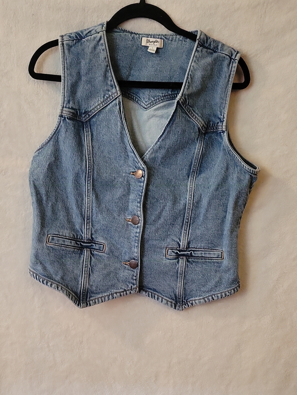 Wrangler Blue Denim Vest with Button Front